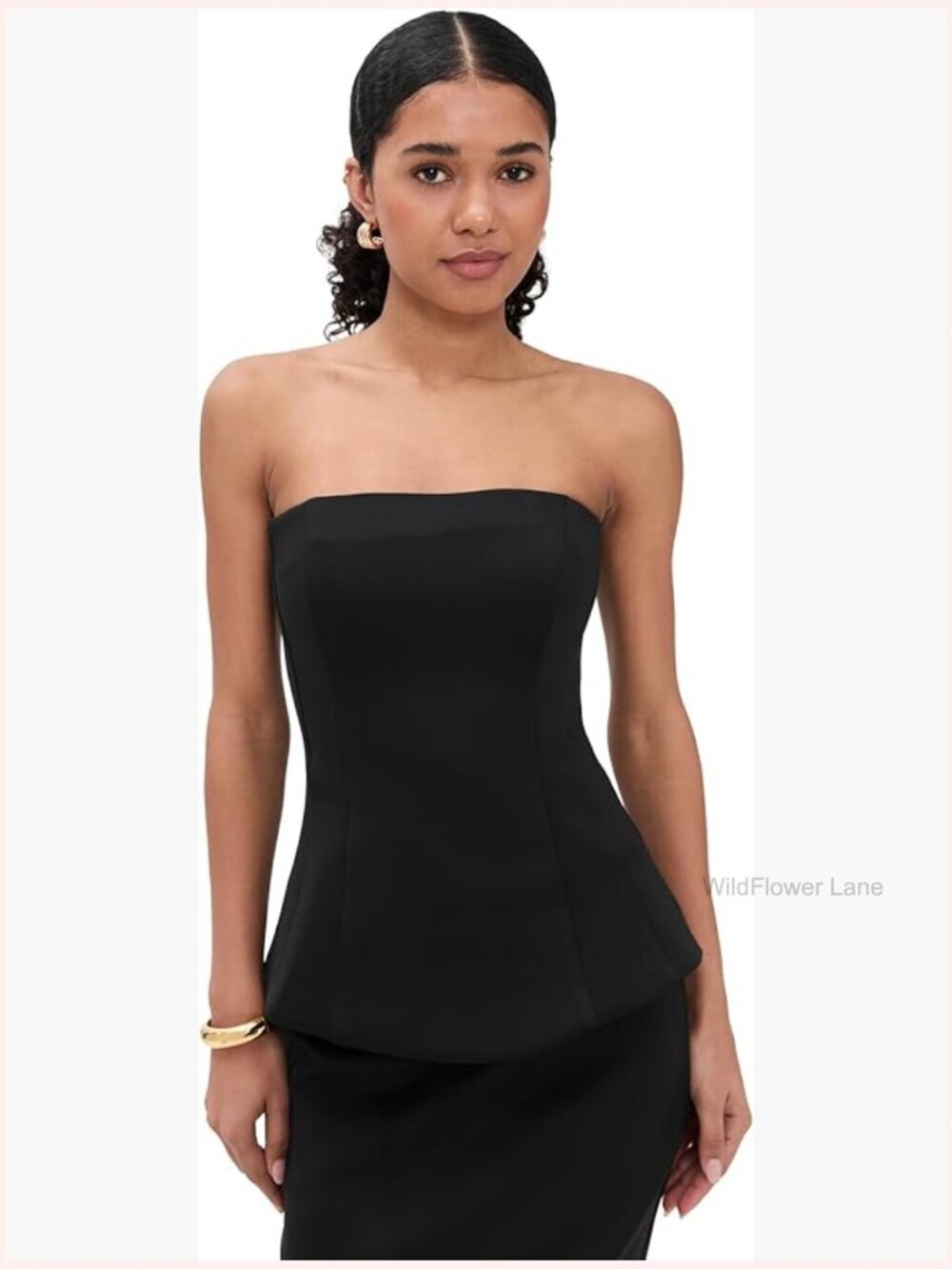 Mid-weight stretch jersey top with boning and non-slip rubber binding